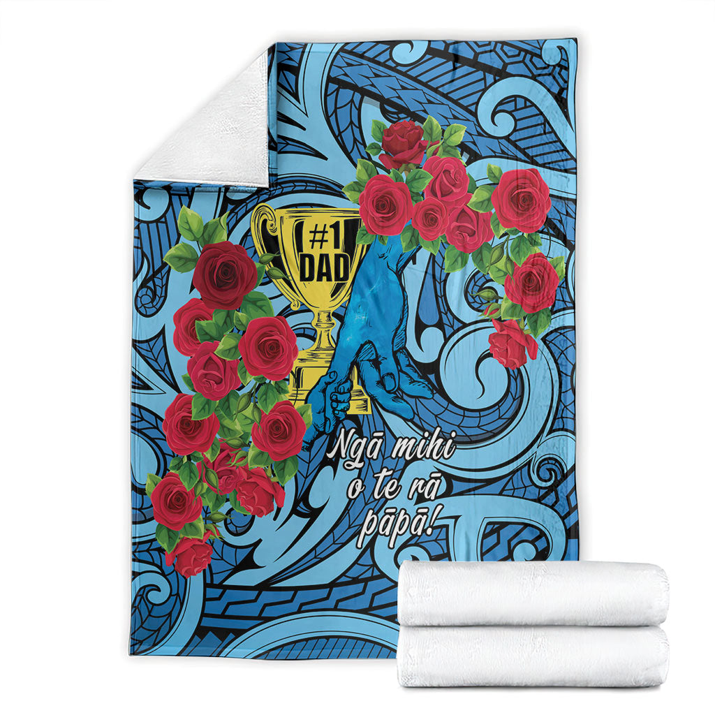 New Zealand Father's Day Blanket Best Dad Trophy Red Rose Maori Pattern LT22 - Polynesian Pride