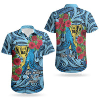 Personalised New Zealand Father's Day Couples Matching Off The Shoulder Long Sleeve Dress and Hawaiian Shirt Best Dad Trophy Red Rose Maori Pattern LT22 - Polynesian Pride