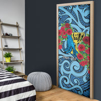 Personalised New Zealand Father's Day Door Cover Best Dad Trophy Red Rose Maori Pattern LT22 - Polynesian Pride