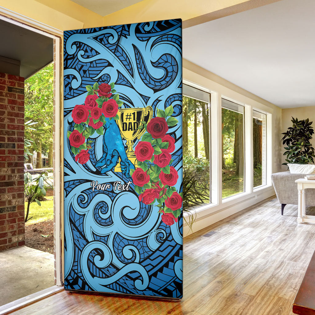 Personalised New Zealand Father's Day Door Cover Best Dad Trophy Red Rose Maori Pattern LT22 - Polynesian Pride