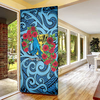 Personalised New Zealand Father's Day Door Cover Best Dad Trophy Red Rose Maori Pattern LT22 - Polynesian Pride
