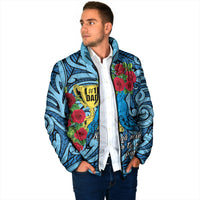 Personalised New Zealand Father's Day Padded Jacket Best Dad Trophy Red Rose Maori Pattern LT22 - Polynesian Pride
