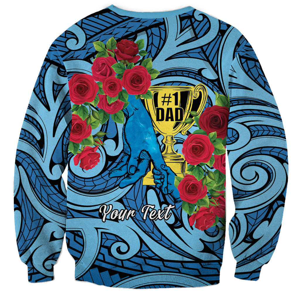 Personalised New Zealand Father's Day Sweatshirt Best Dad Trophy Red Rose Maori Pattern LT22 - Polynesian Pride