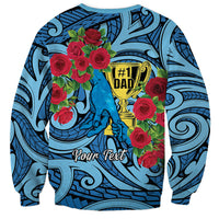 Personalised New Zealand Father's Day Sweatshirt Best Dad Trophy Red Rose Maori Pattern LT22 - Polynesian Pride