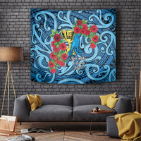 New Zealand Father's Day Tapestry Best Dad Trophy Red Rose Maori Pattern LT22 Blue - Polynesian Pride