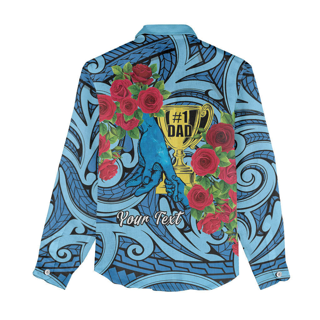 Personalised New Zealand Father's Day Women Casual Shirt Best Dad Trophy Red Rose Maori Pattern LT22 - Polynesian Pride