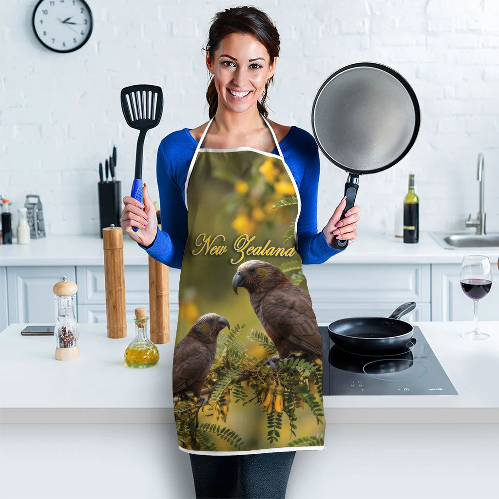 New Zealand Kaka Bird Apron Kowhai Flower Landscape Style