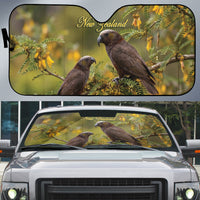 New Zealand Kaka Bird Auto Sun Shade Kowhai Flower Landscape Style