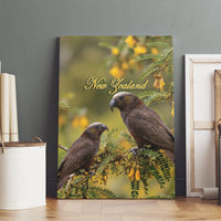 New Zealand Kaka Bird Canvas Wall Art Kowhai Flower Landscape Style