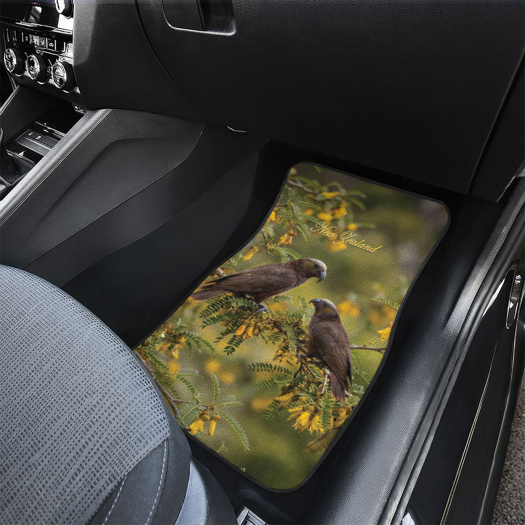 New Zealand Kaka Bird Car Mats Kowhai Flower Landscape Style