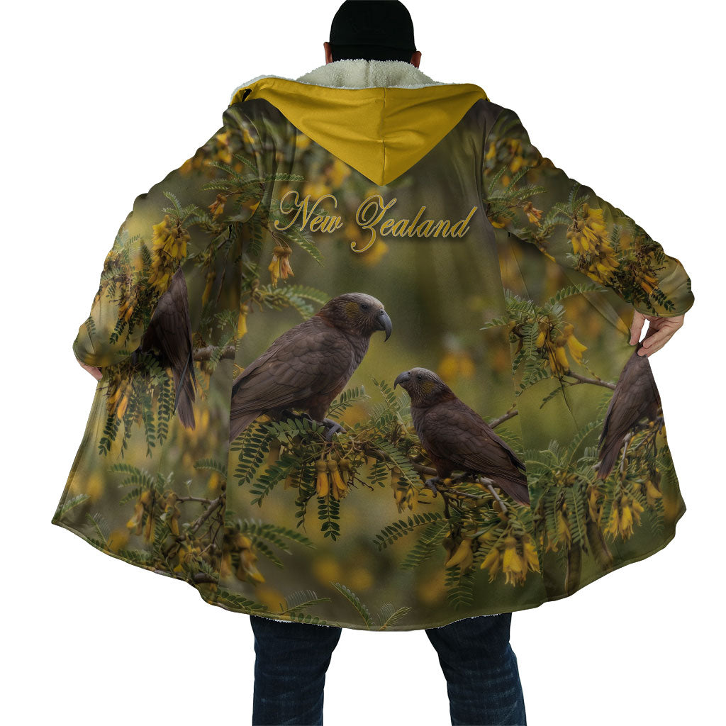 New Zealand Kaka Bird Cloak Kowhai Flower Landscape Style