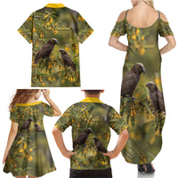 New Zealand Kaka Bird Family Matching Summer Maxi Dress and Hawaiian Shirt Kowhai Flower Landscape Style LT22 - Polynesian Pride