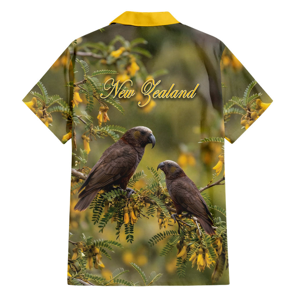 New Zealand Kaka Bird Family Matching Tank Maxi Dress and Hawaiian Shirt Kowhai Flower Landscape Style LT22 - Polynesian Pride
