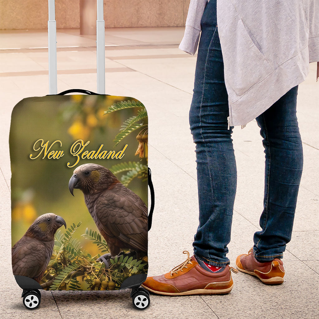 New Zealand Kaka Bird Luggage Cover Kowhai Flower Landscape Style