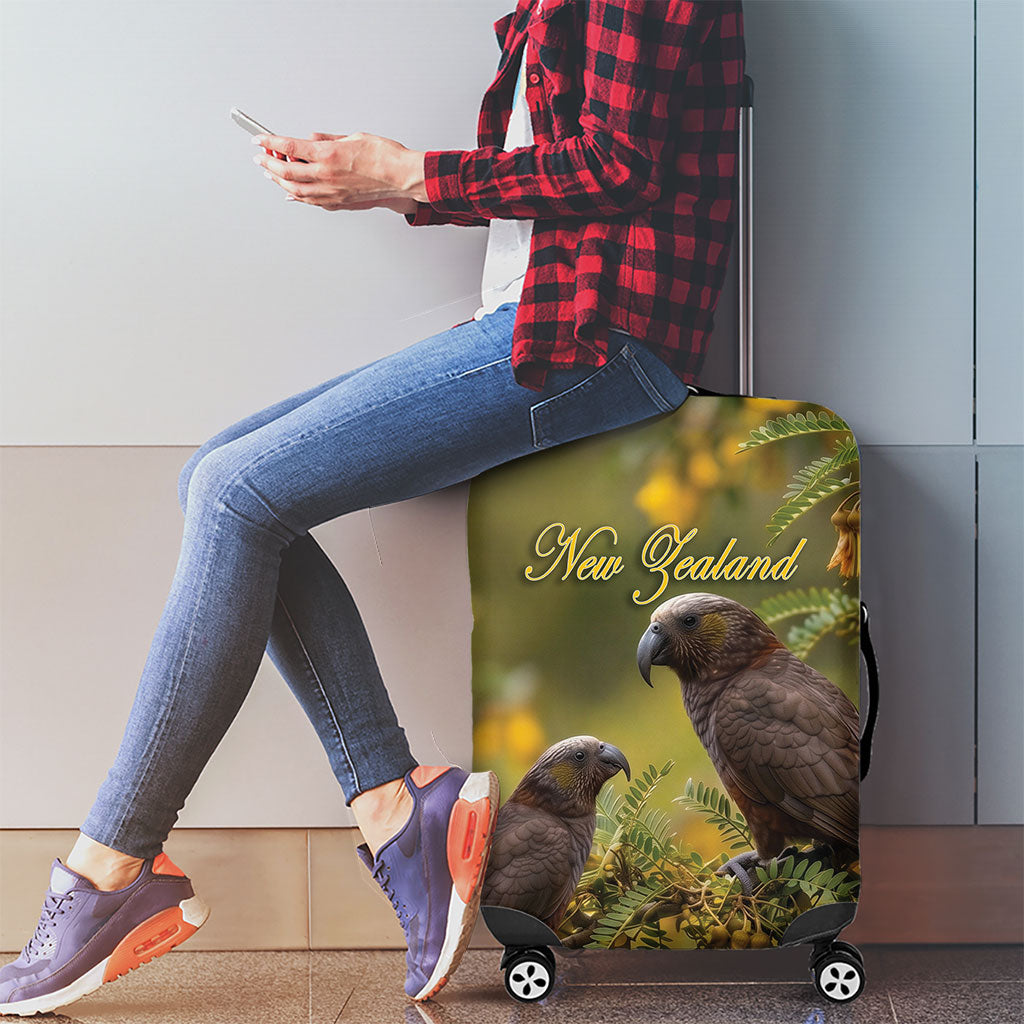 New Zealand Kaka Bird Luggage Cover Kowhai Flower Landscape Style