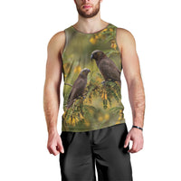 New Zealand Kaka Bird Men Tank Top Kowhai Flower Landscape Style