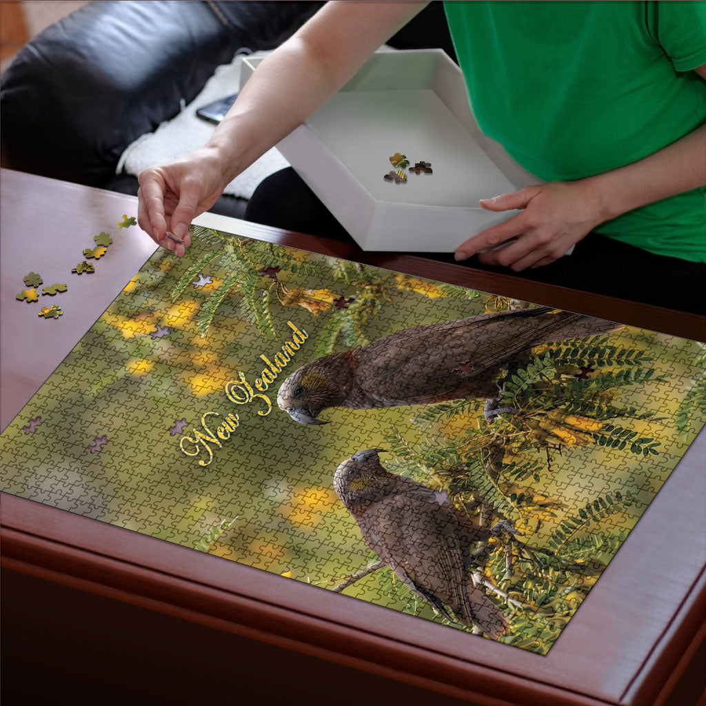 New Zealand Kaka Bird Puzzle Kowhai Flower Landscape Style