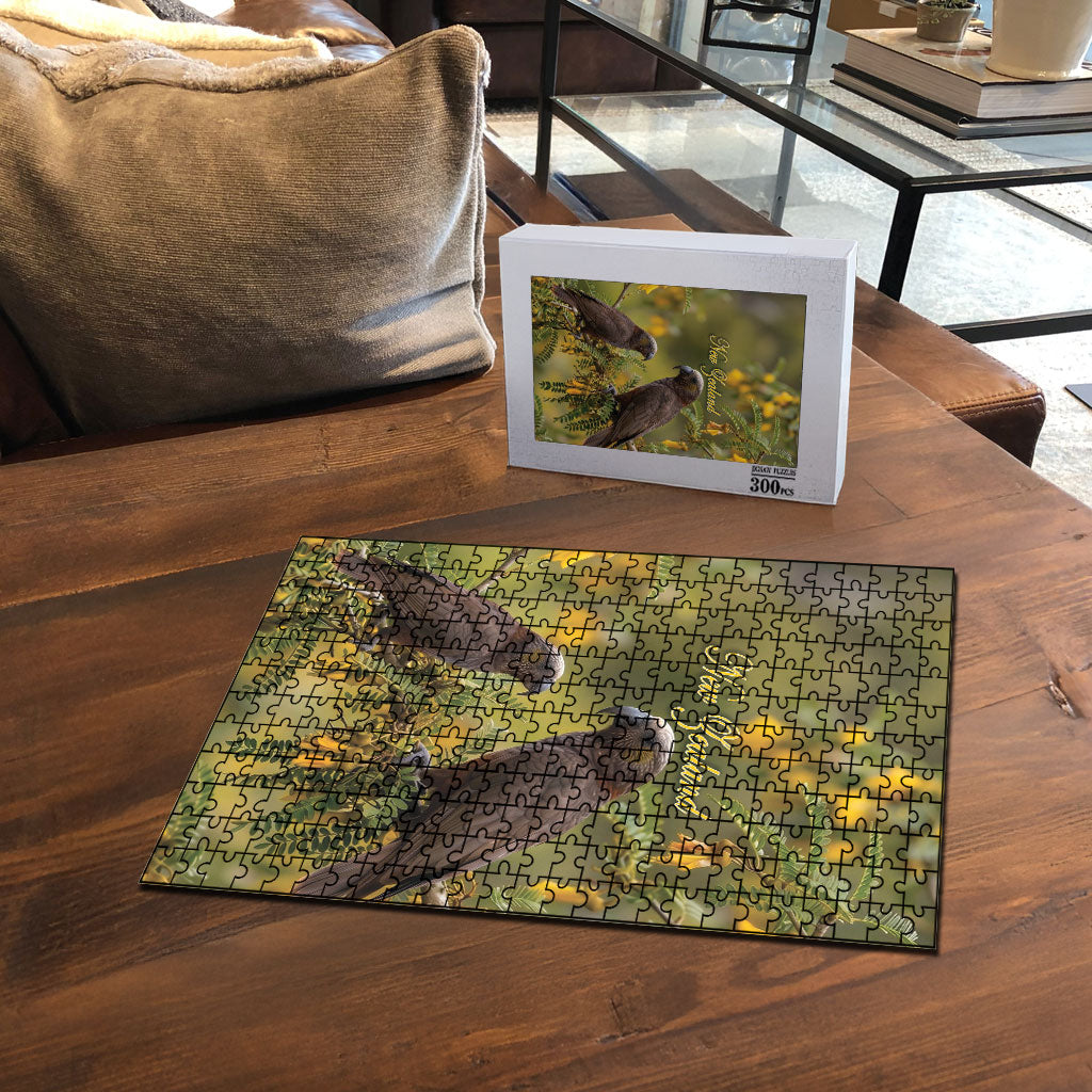 New Zealand Kaka Bird Puzzle Kowhai Flower Landscape Style