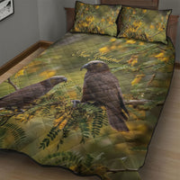 New Zealand Kaka Bird Quilt Bed Set Kowhai Flower Landscape Style