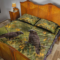 New Zealand Kaka Bird Quilt Bed Set Kowhai Flower Landscape Style