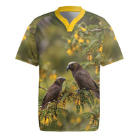 New Zealand Kaka Bird Rugby Jersey Kowhai Flower Landscape Style