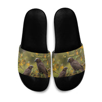 New Zealand Kaka Bird Slide Sandals Kowhai Flower Landscape Style
