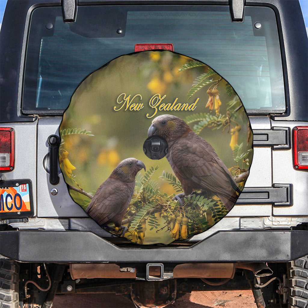 New Zealand Kaka Bird Spare Tire Cover Kowhai Flower Landscape Style