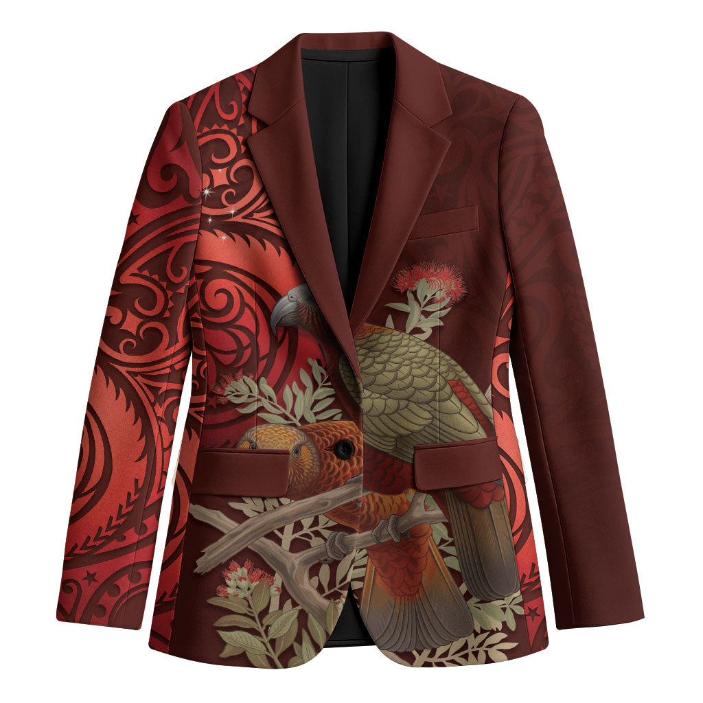 New Zealand Kaka Bird Personalised Blazer Pohutukawa Matariki Maori Pattern