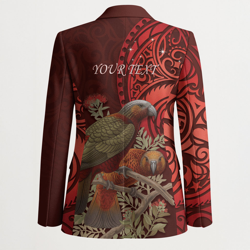 New Zealand Kaka Bird Personalised Blazer Pohutukawa Matariki Maori Pattern