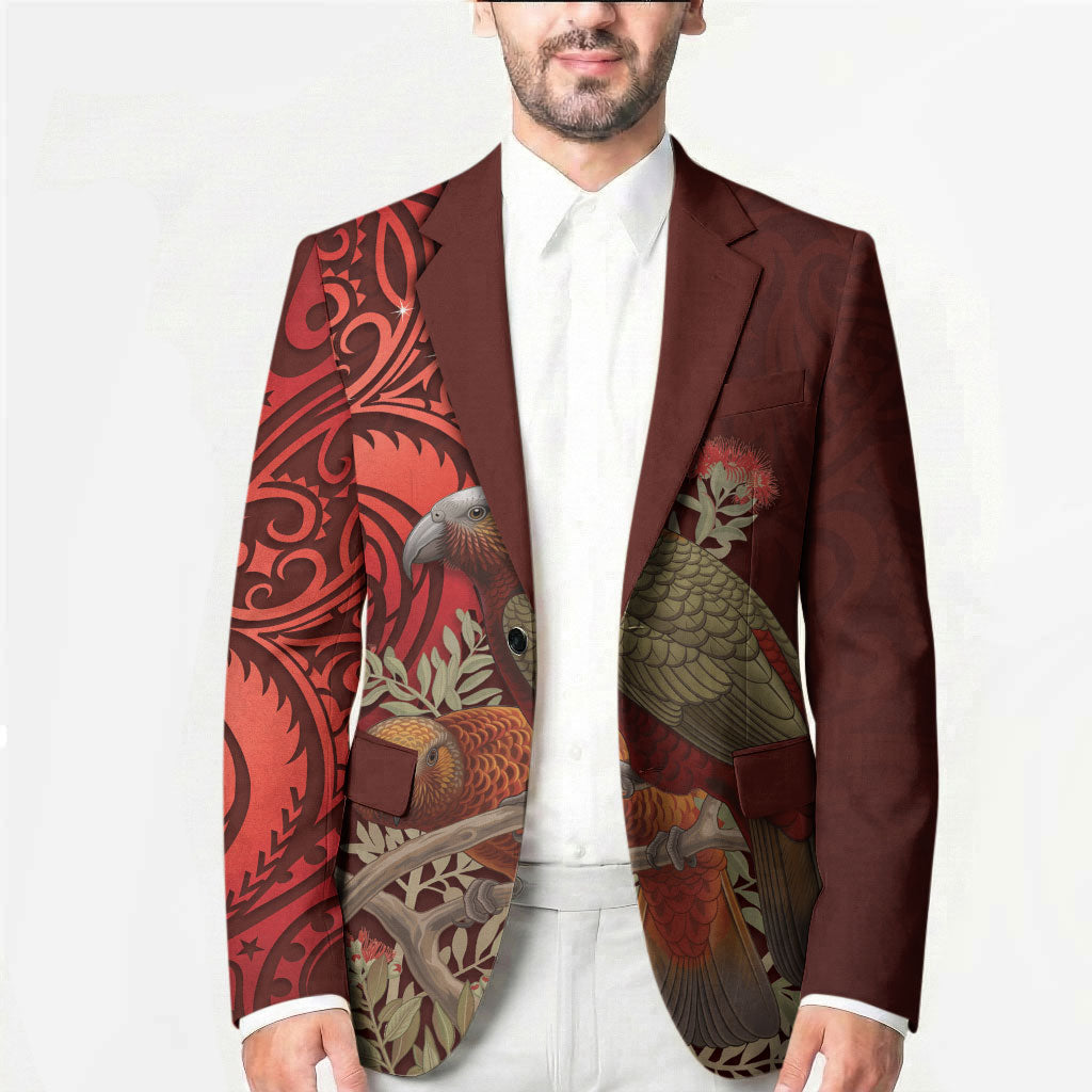 New Zealand Kaka Bird Personalised Blazer Pohutukawa Matariki Maori Pattern