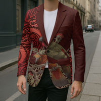 New Zealand Kaka Bird Personalised Blazer Pohutukawa Matariki Maori Pattern