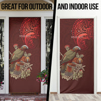 New Zealand Kaka Bird Personalised Door Cover Pohutukawa Matariki Maori Pattern