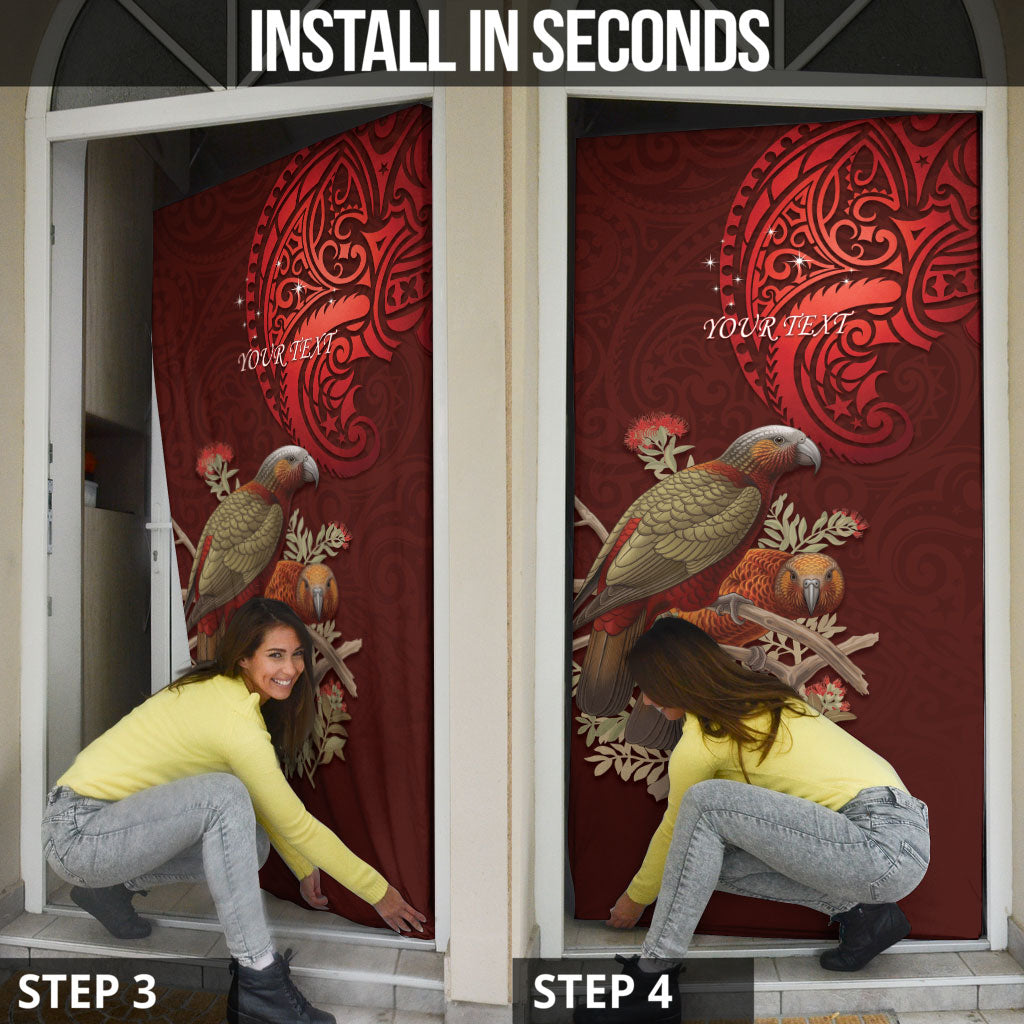 New Zealand Kaka Bird Personalised Door Cover Pohutukawa Matariki Maori Pattern