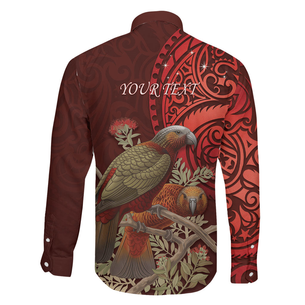 New Zealand Kaka Bird Personalised Family Matching Summer Maxi Dress and Hawaiian Shirt Pohutukawa Matariki Maori Pattern LT22 - Polynesian Pride