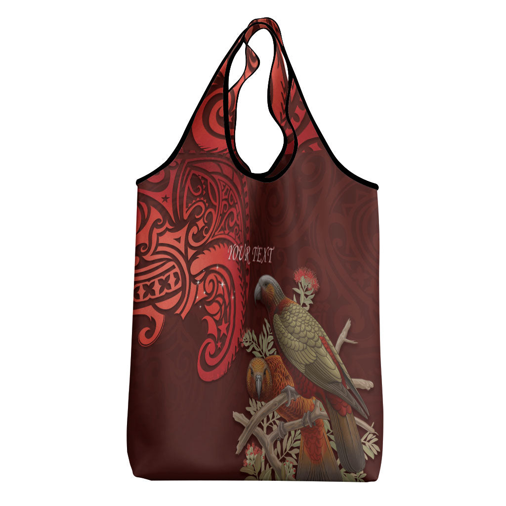 New Zealand Kaka Bird Personalised Grocery Bag Pohutukawa Matariki Maori Pattern