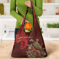 New Zealand Kaka Bird Personalised Grocery Bag Pohutukawa Matariki Maori Pattern