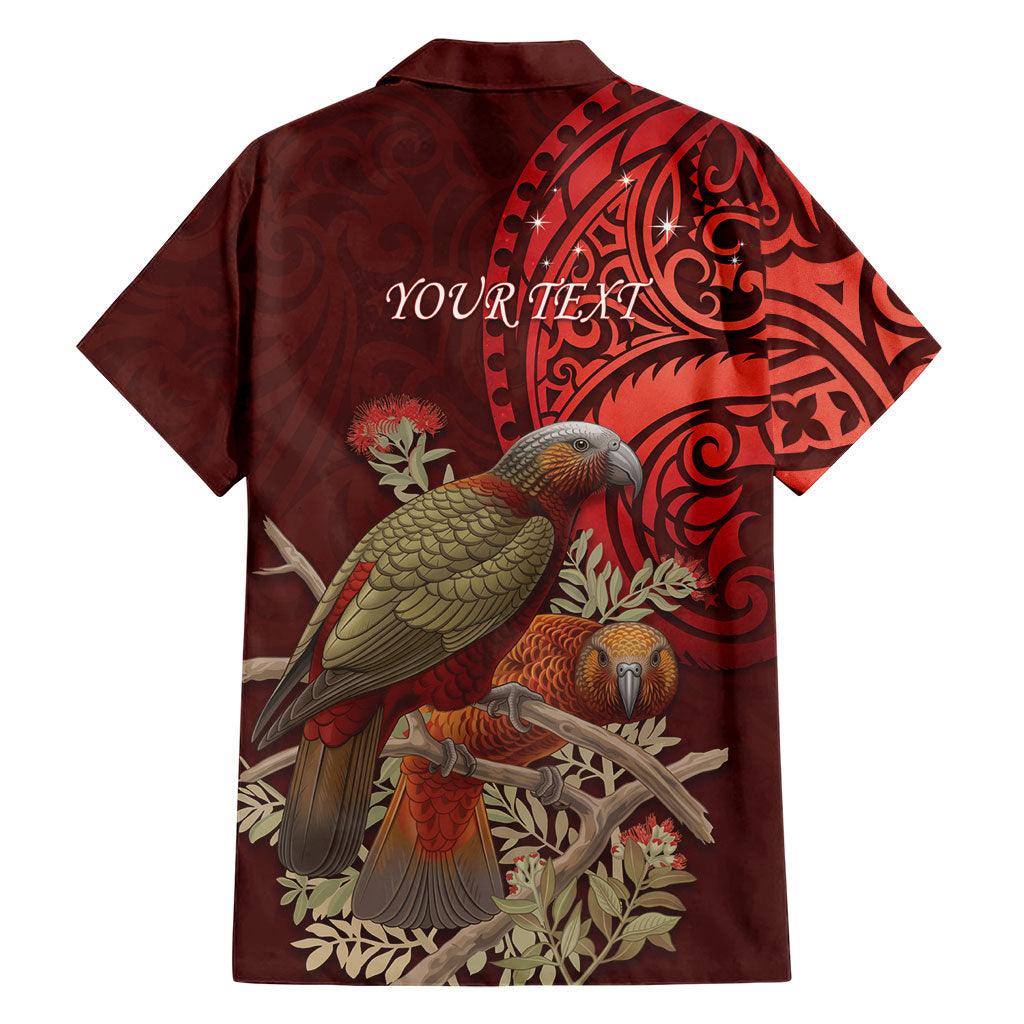 New Zealand Kaka Bird Personalised Hawaiian Shirt Pohutukawa Matariki Maori Pattern