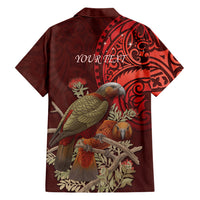 New Zealand Kaka Bird Personalised Hawaiian Shirt Pohutukawa Matariki Maori Pattern