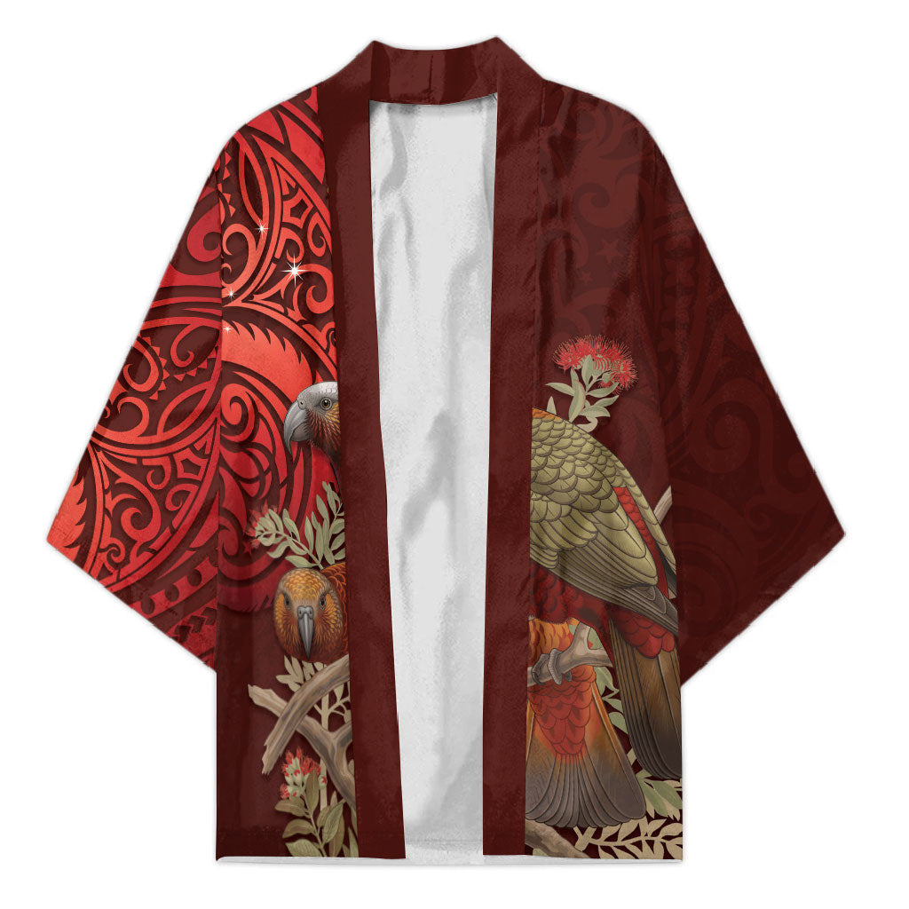 New Zealand Kaka Bird Personalised Kimono Pohutukawa Matariki Maori Pattern