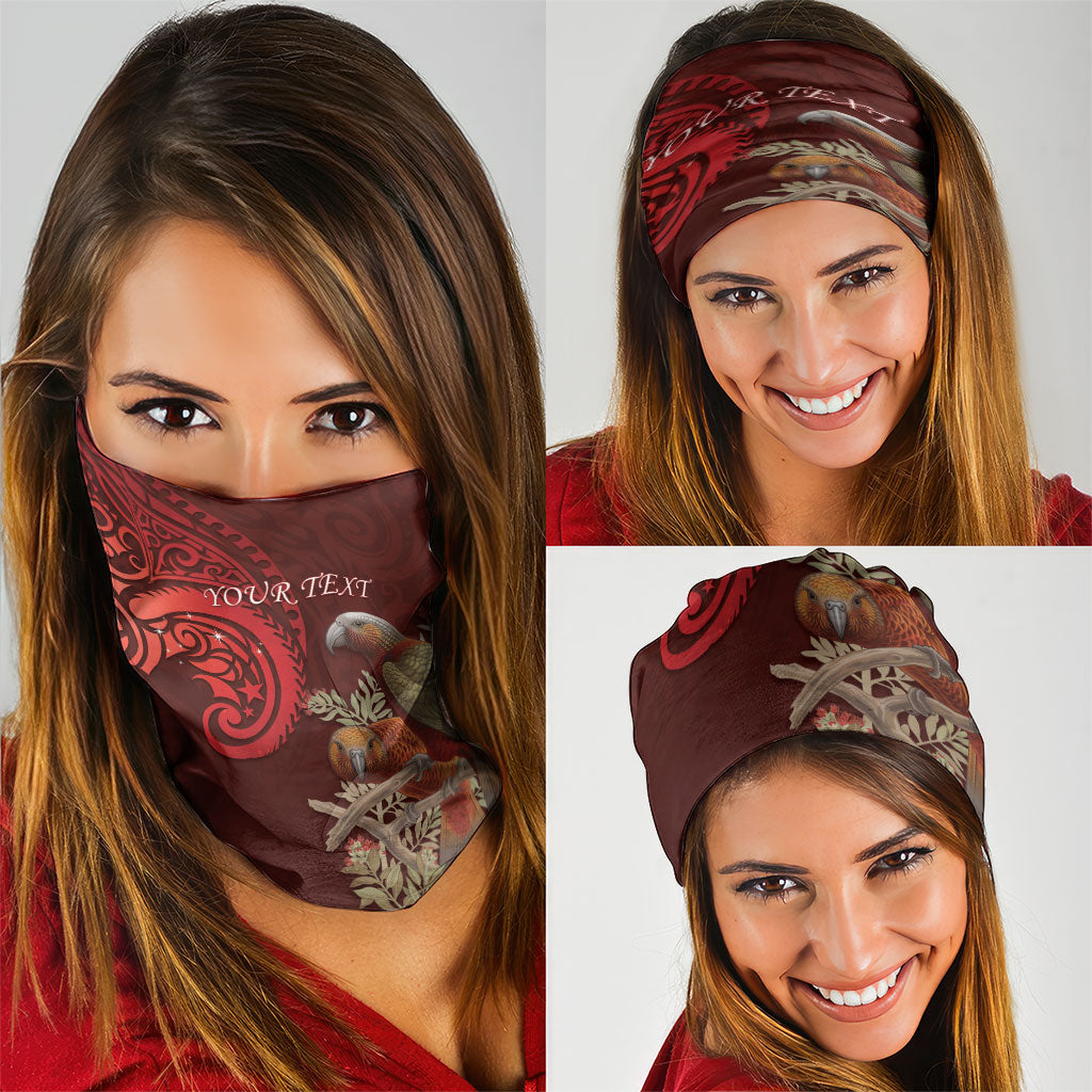 New Zealand Kaka Bird Personalised Neck Gaiter Pohutukawa Matariki Maori Pattern