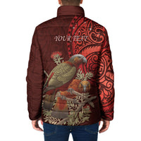 New Zealand Kaka Bird Personalised Padded Jacket Pohutukawa Matariki Maori Pattern