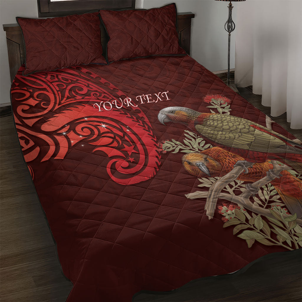 New Zealand Kaka Bird Personalised Quilt Bed Set Pohutukawa Matariki Maori Pattern