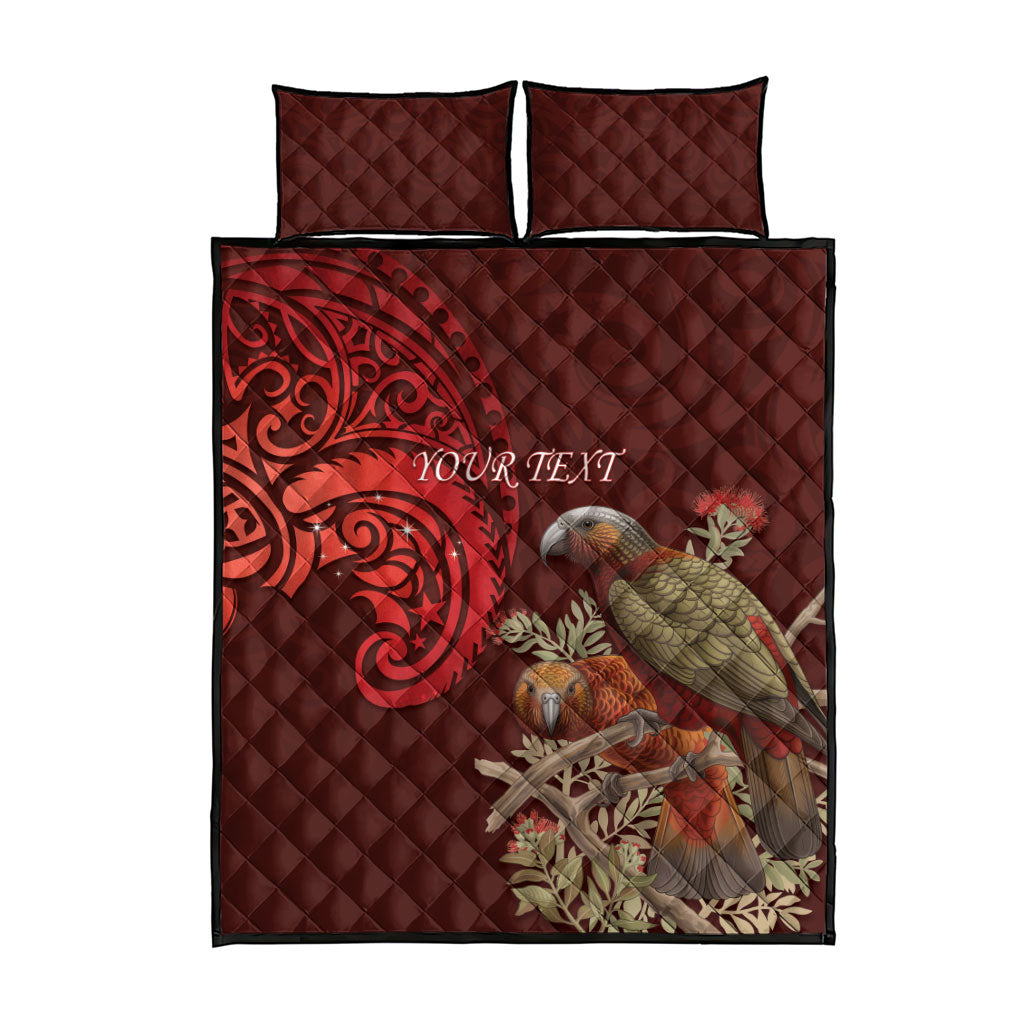 New Zealand Kaka Bird Personalised Quilt Bed Set Pohutukawa Matariki Maori Pattern