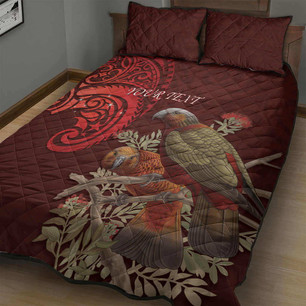 New Zealand Kaka Bird Personalised Quilt Bed Set Pohutukawa Matariki Maori Pattern