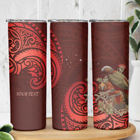 New Zealand Kaka Bird Personalised Skinny Tumbler Pohutukawa Matariki Maori Pattern