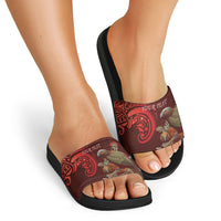 New Zealand Kaka Bird Personalised Slide Sandals Pohutukawa Matariki Maori Pattern