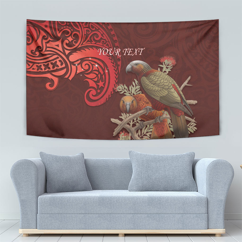 New Zealand Kaka Bird Personalised Tapestry Pohutukawa Matariki Maori Pattern