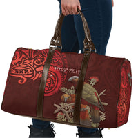 New Zealand Kaka Bird Personalised Travel Bag Pohutukawa Matariki Maori Pattern