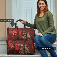 New Zealand Kaka Bird Personalised Travel Bag Pohutukawa Matariki Maori Pattern