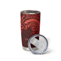 New Zealand Kaka Bird Personalised Tumbler Cup Pohutukawa Matariki Maori Pattern